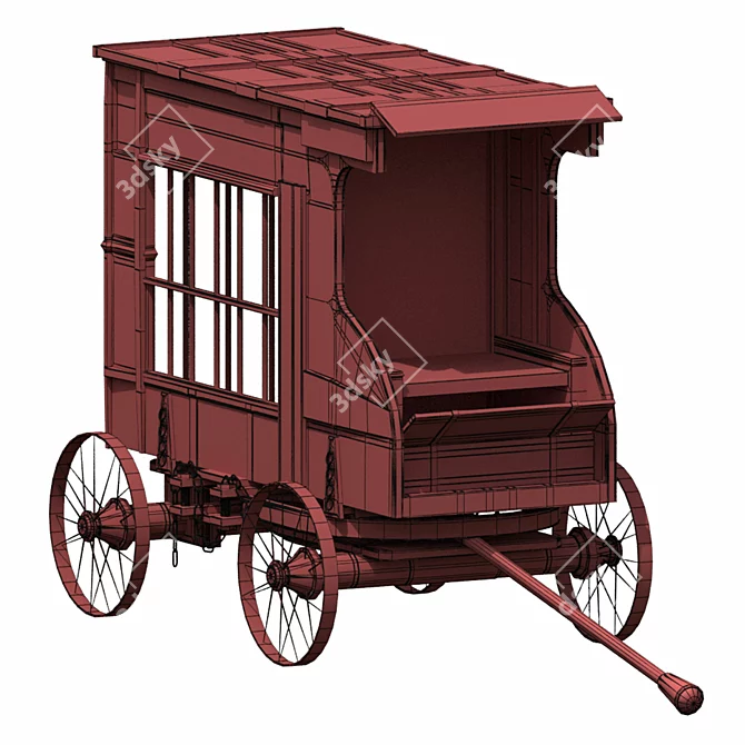 Medieval Carriage C1: Lowpoly Elegance 3D model image 7