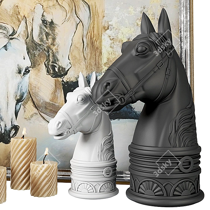 Equestrian Bookend Set 3D model image 2
