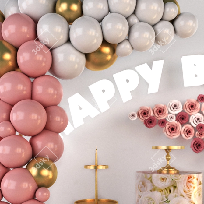 Sparkling Birthday Balloon Decor 3D model image 2