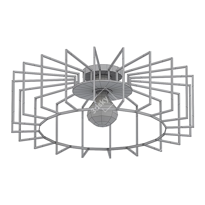 Modern Industrial Cage Flush Mount 3D model image 2