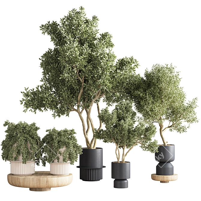 Green Oasis: 17-Piece Indoor Plant Set 3D model image 1