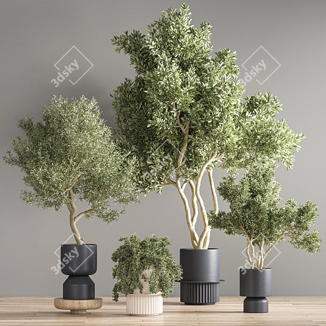 Green Oasis: 17-Piece Indoor Plant Set 3D model image 3