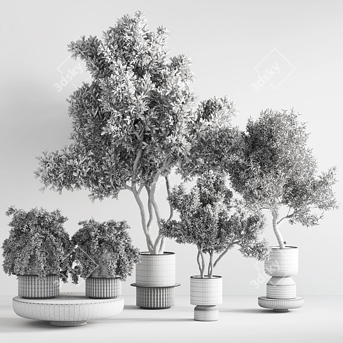 Green Oasis: 17-Piece Indoor Plant Set 3D model image 7