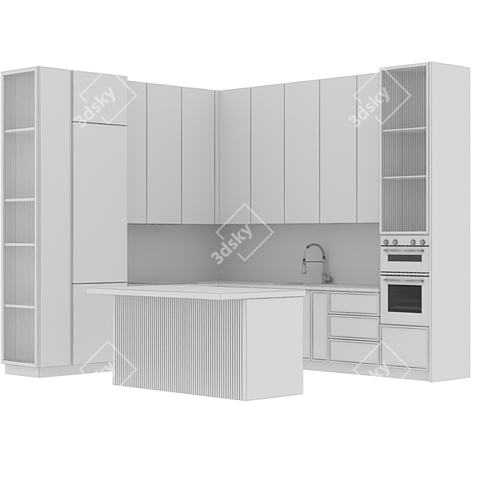 Sleek Modern Kitchen Set 3D model image 6