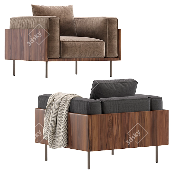 Sleek and Stylish Brasilia Armchair 3D model image 3