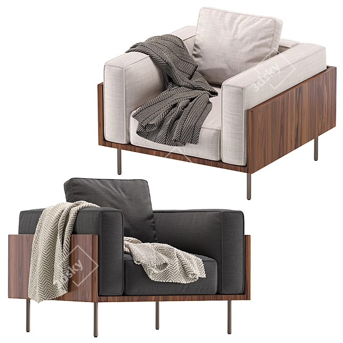 Sleek and Stylish Brasilia Armchair 3D model image 5