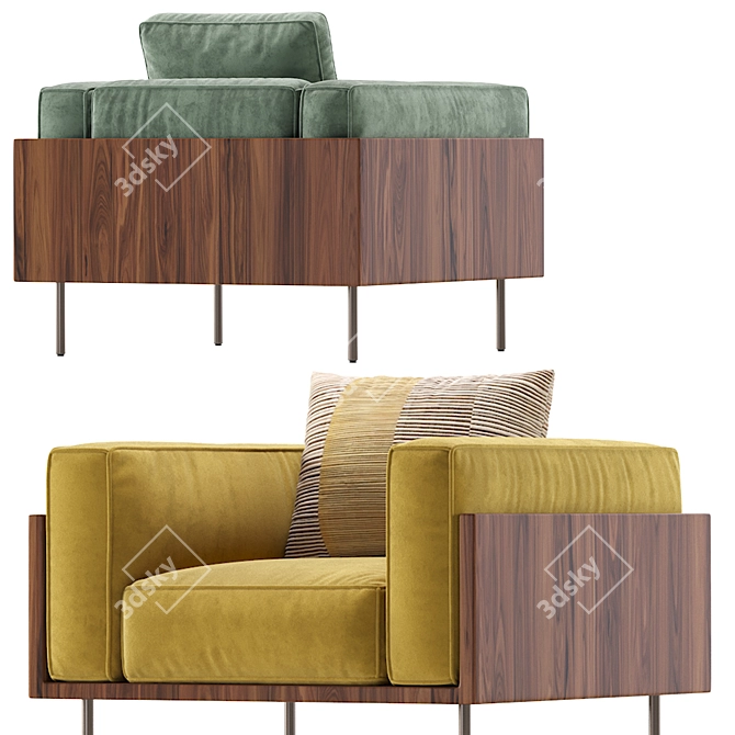 Sleek and Stylish Brasilia Armchair 3D model image 6