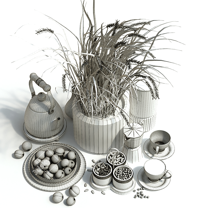 Elegant Modern Tableware Set 3D model image 6