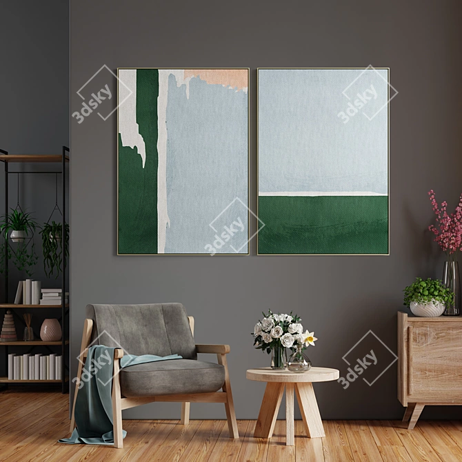 Modern Art Frame Set 3D model image 4