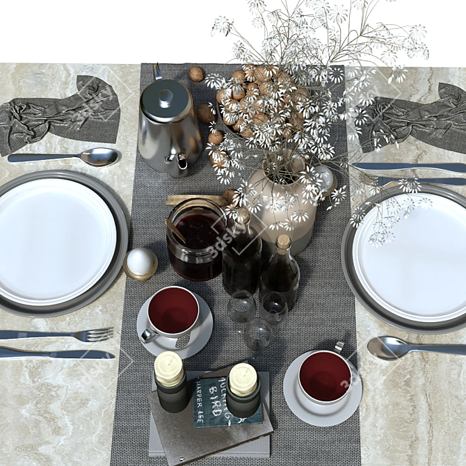 Elegant Tableware Set: 160 Pieces 3D model image 11