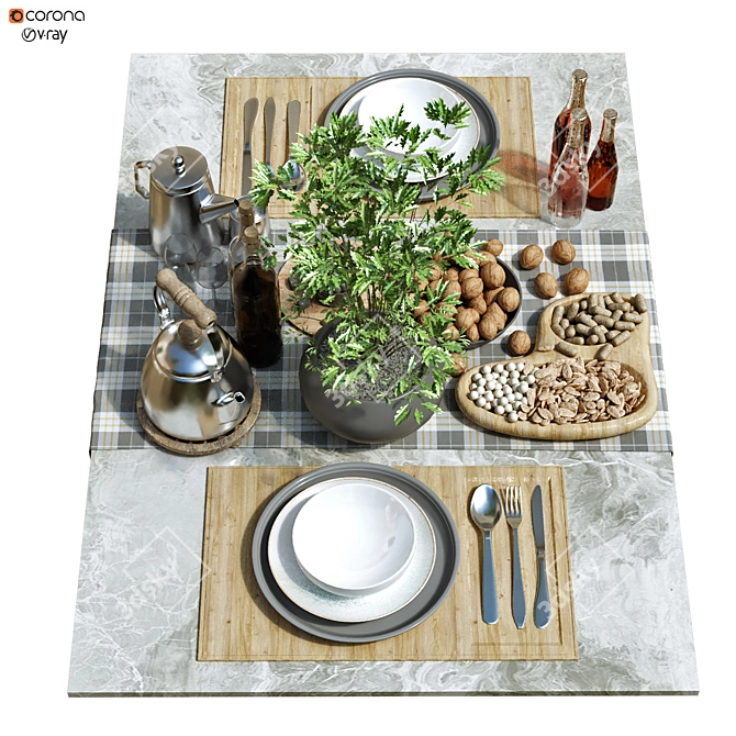 Elegant Tableware Set 161 3D model image 1