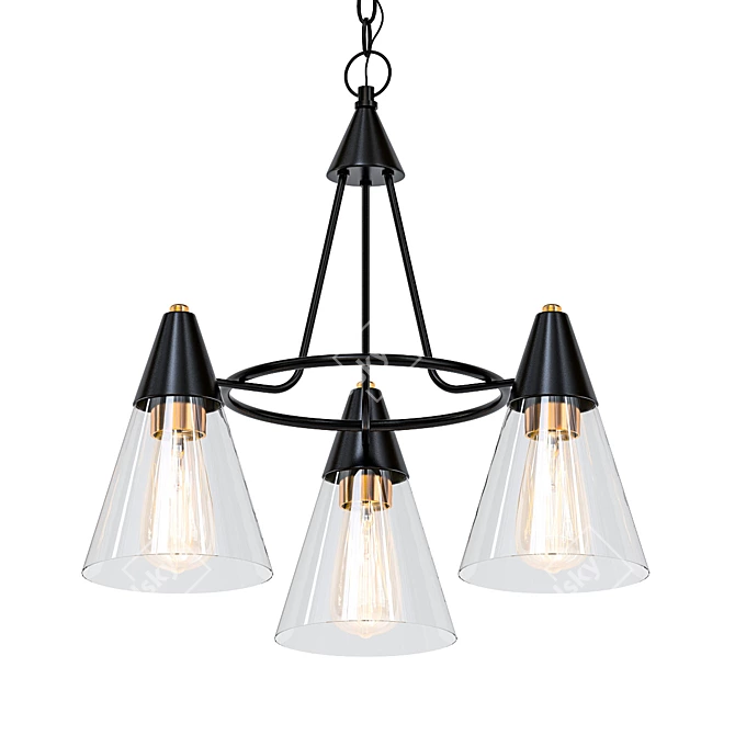 Elegant 3-Light Petra Chandelier 3D model image 1