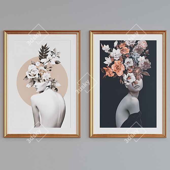 Modern Floral Frame Set 93 3D model image 2