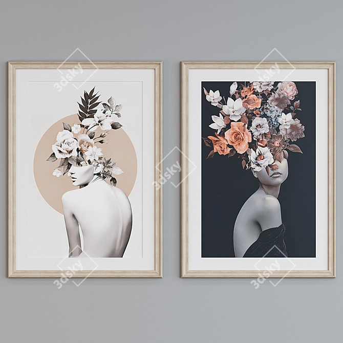 Modern Floral Frame Set 93 3D model image 3