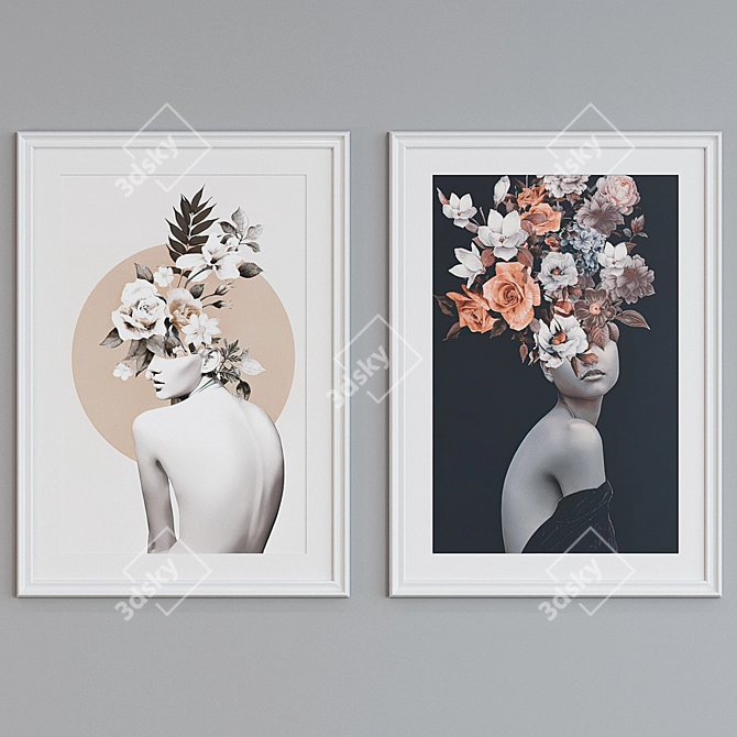 Modern Floral Frame Set 93 3D model image 4