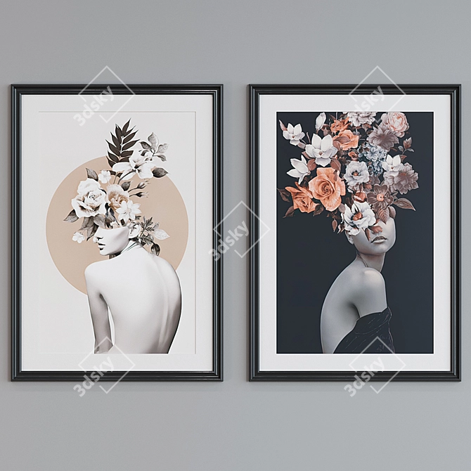 Modern Floral Frame Set 93 3D model image 5