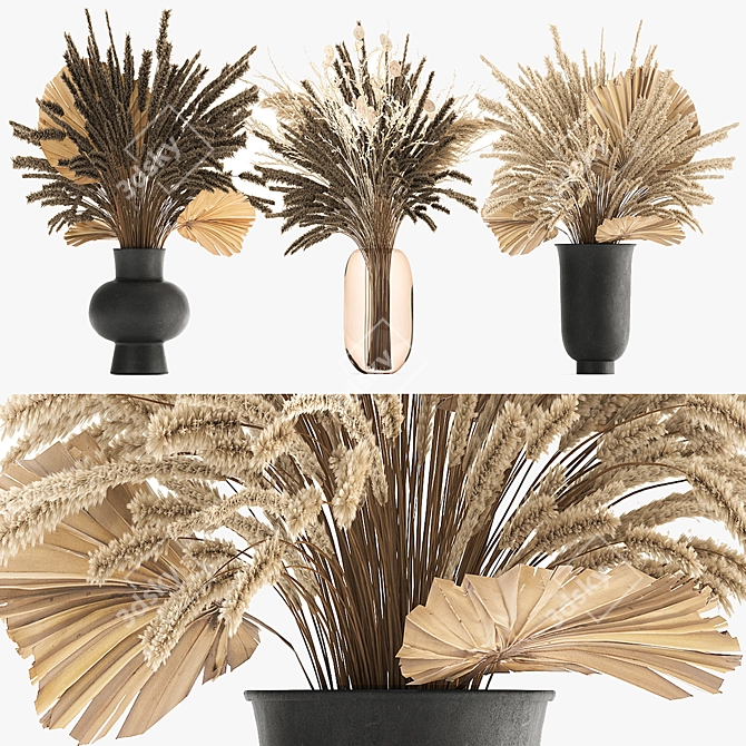 Elegant Dry Flower Bouquet 3D model image 9