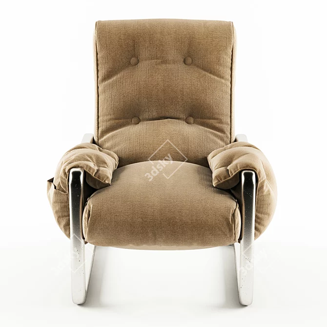 Vintage Italian Mohair Lounge Chairs 3D model image 2