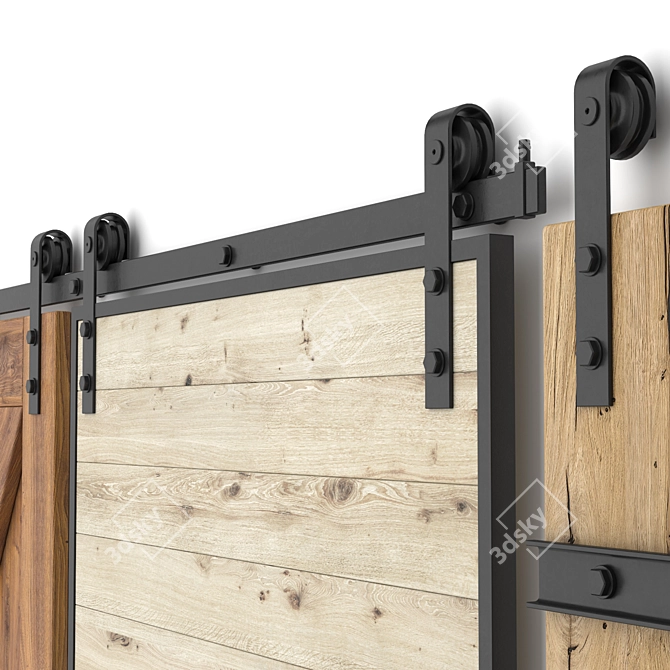 Rustic Sliding Barn Doors 3D model image 3