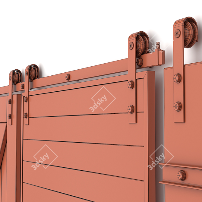 Rustic Sliding Barn Doors 3D model image 4