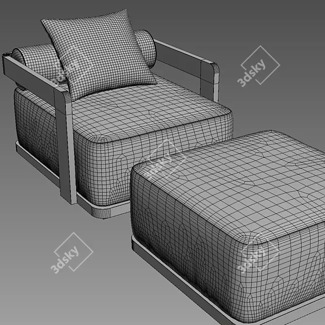 Modern Teak Lounge Chair: RH Prado 3D model image 3