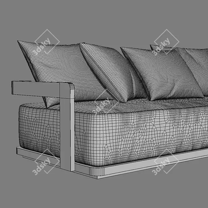 Restoration Hardware Teak Sofa, Vray Render 3D model image 3