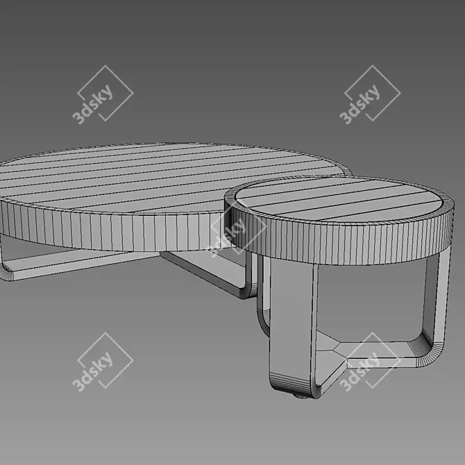 Prado Teak Coffee Table - Refined Elegance for Your Living Space 3D model image 2