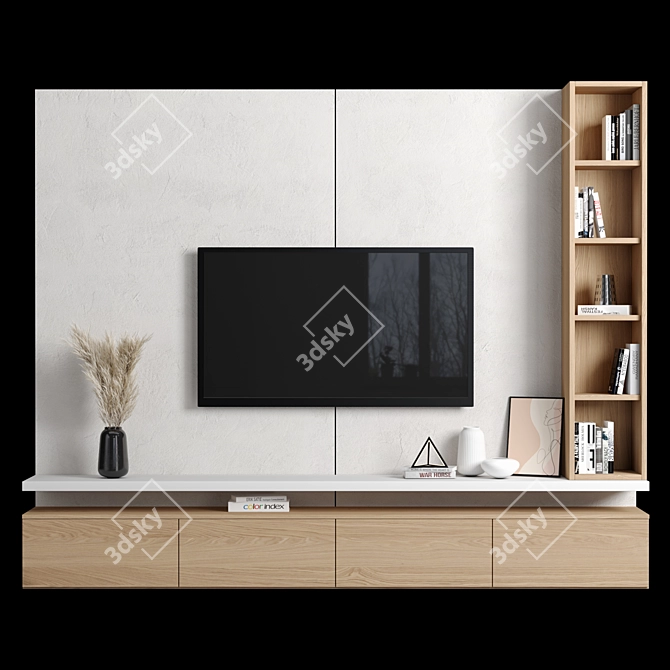 Modular TV Wall 2600mm High 3D model image 1