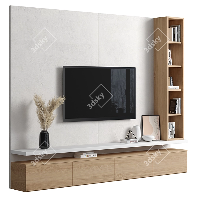 Modular TV Wall 2600mm High 3D model image 4