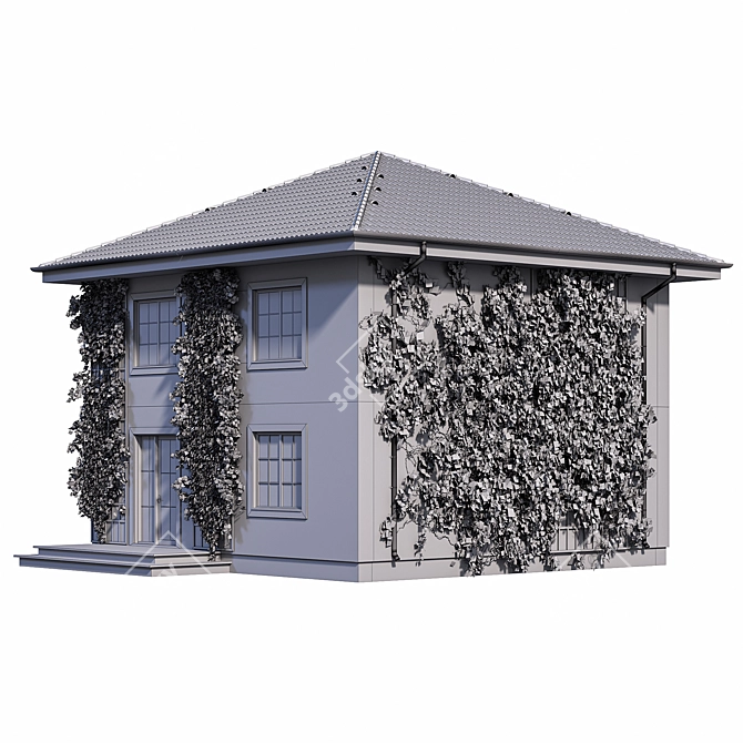 Classic Two-Storey House with Ivy 3D model image 5