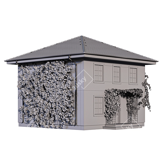 Classic Two-Storey House with Ivy 3D model image 6