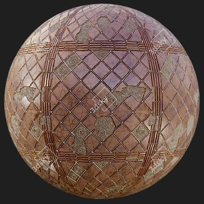 Brown Diamond Tiles: Seamless PBR Textures 3D model image 2