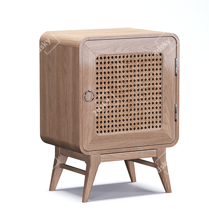 Nalu Bedside Table: Sustainable Design with Rattan Detail 3D model image 1