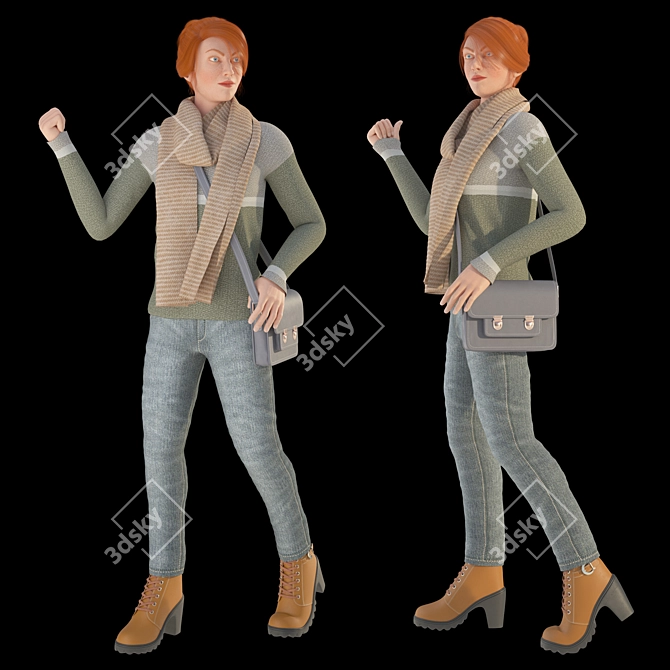 Urban Commuter: Female Citizen Aa S001 3D model image 1