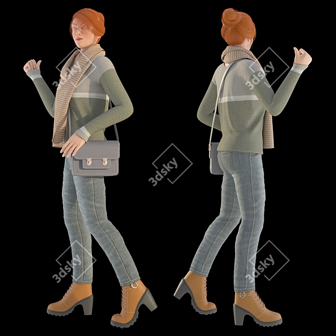 Urban Commuter: Female Citizen Aa S001 3D model image 2