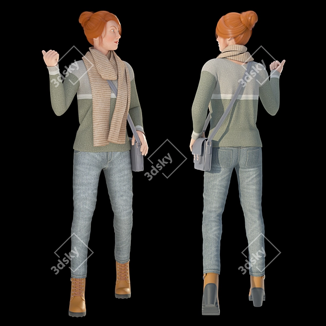 Urban Commuter: Female Citizen Aa S001 3D model image 3