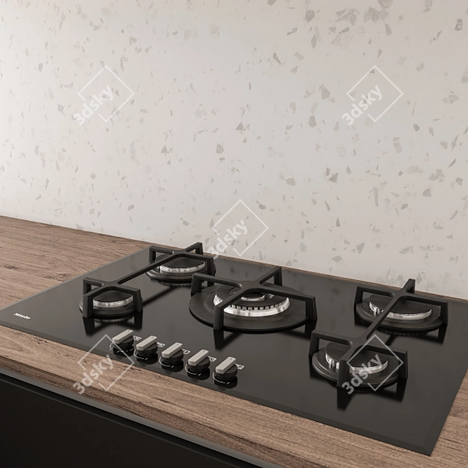 Sleek Monochrome Kitchen Set 3D model image 3
