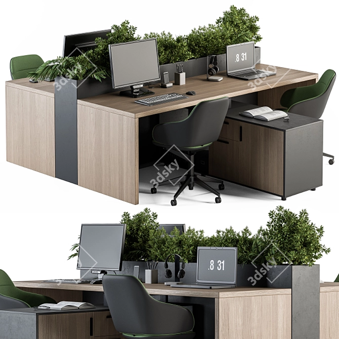 Green Oasis: Office Furniture with Plant Box 3D model image 1
