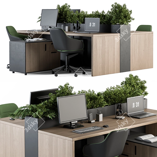 Green Oasis: Office Furniture with Plant Box 3D model image 2