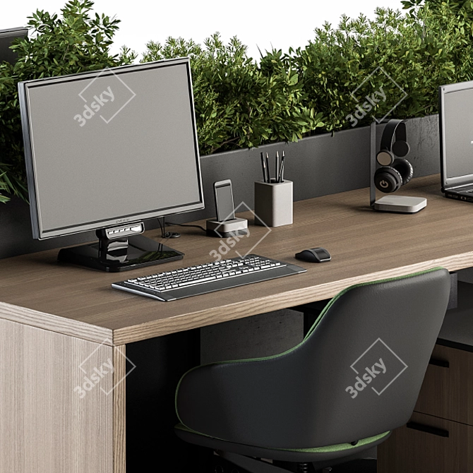 Green Oasis: Office Furniture with Plant Box 3D model image 3