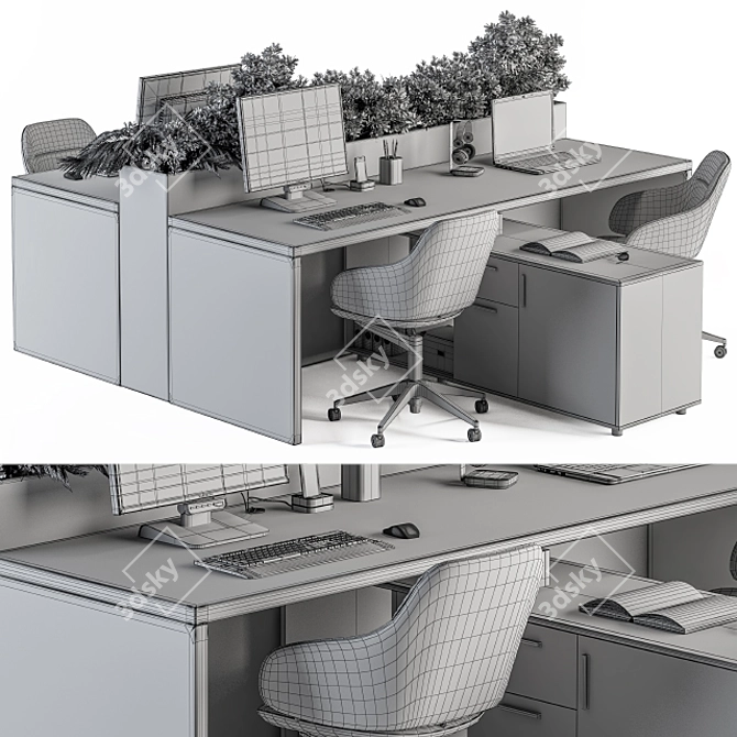 Green Oasis: Office Furniture with Plant Box 3D model image 5