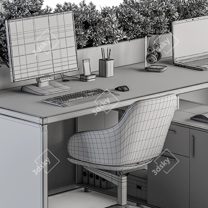 Green Oasis: Office Furniture with Plant Box 3D model image 6