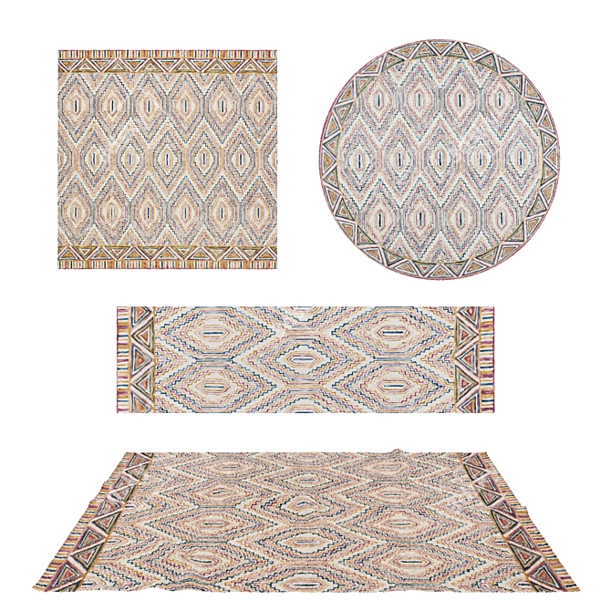 Versatile Rug Set - 8 Pieces 3D model image 1