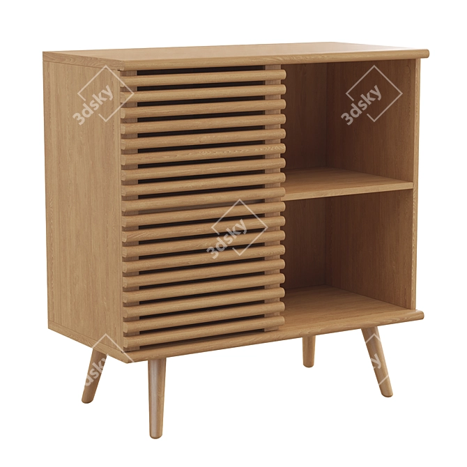 Mid-Century Oak Compact Cupboard 3D model image 1