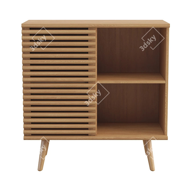 Mid-Century Oak Compact Cupboard 3D model image 3