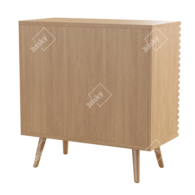 Mid-Century Oak Compact Cupboard 3D model image 4