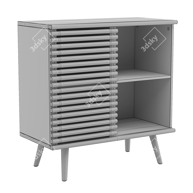 Mid-Century Oak Compact Cupboard 3D model image 6