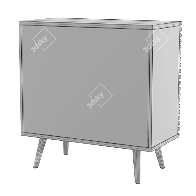 Mid-Century Oak Compact Cupboard 3D model image 7