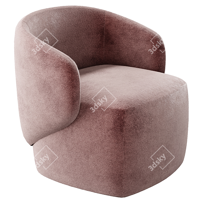 Cozy Crescent Swivel Armchair 3D model image 2