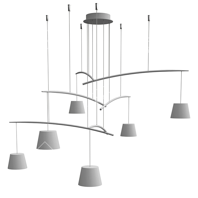 Modern White Fish Suspension Lamp 3D model image 1